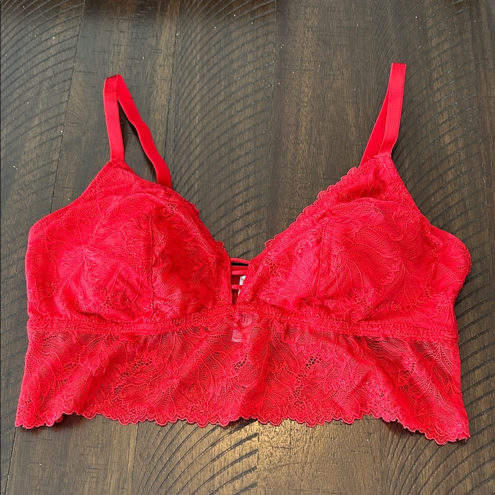 Auden Vibrant Red Lace Bralette Large